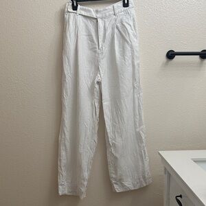 Madewell Women's White Linen Wide Leg Harlow Pants